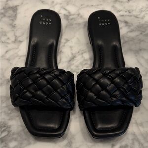 a new day Black Braided Slide Mules